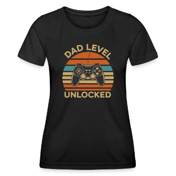 Dad level unlocked - Frauen Funktions-T-Shirt - Schwarz - Vorne - AI Model Female 172 light (172cm)