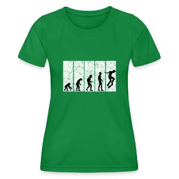 Evolution Skateboarder Skateboard Skater Skate - Frauen Funktions-T-Shirt - Kelly Green - Vorne - AI Model Female 172 dark (172cm)