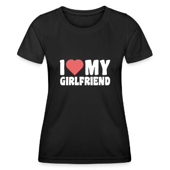 I Love My Girlfriend J'aime Ma Copine St Valentin - T-shirt sport Femme - noir - Devant - AI Model Female 172 light (172cm)