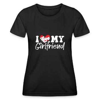 I Love My Girlfriend J'aime Ma Copine St Valentin - T-shirt sport Femme - noir - Devant - AI Model Female 172 light (172cm)