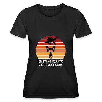 Pirat Rum Totenkopf Geschenk Spruch - Frauen Funktions-T-Shirt - Schwarz - Vorne - AI Model Female 172 light (172cm)