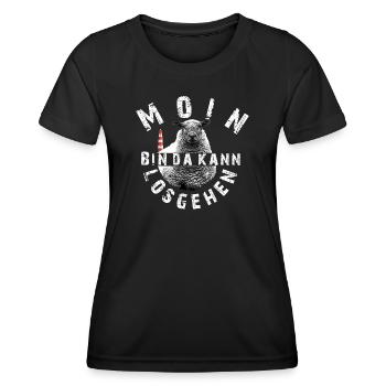 Bin da kann losgehen - Frauen Funktions-T-Shirt - Schwarz - Vorne - AI Model Female 172 light (172cm)
