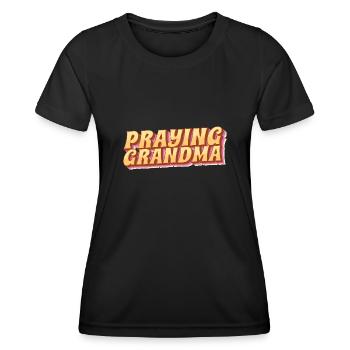 Grand-mère en prière - Betende Oma - T-shirt sport Femme - noir - Devant - AI Model Female 172 light (172cm)