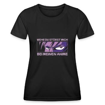 Wehe du störst bei meinen Anime - Frauen Funktions-T-Shirt - Schwarz - Vorne - AI Model Female 172 light (172cm)