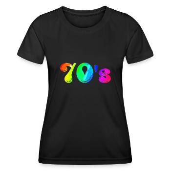 70s | Seventies | Decade | Symbol - Women's Functional T-Shirt - black - Front - AI Model Female 172 light (172cm)