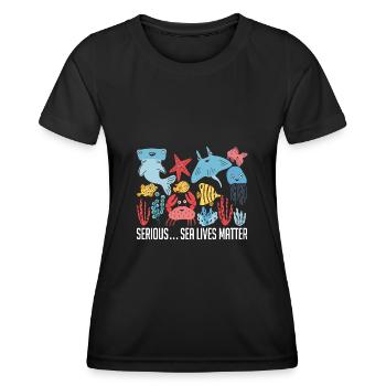 Protège les océans - T-shirt sport Femme - noir - Devant - AI Model Female 172 light (172cm)