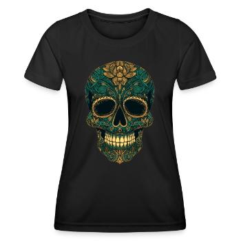 Tag der Toten Totenschädel Zuckerschädel Totenfest - Frauen Funktions-T-Shirt - Schwarz - Vorne - AI Model Female 172 light (172cm)
