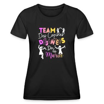 EVJF - TEAM des copines Déjantées de la mariée - T-shirt sport Femme - noir - Devant - AI Model Female 172 light (172cm)
