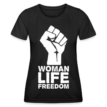 Woman, Life, Freedom | Free Iran! - Frauen Funktions-T-Shirt - Schwarz - Vorne - AI Model Female 172 light (172cm)