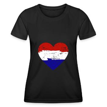Drapeau du cœur des Pays-Bas - T-shirt sport Femme - noir - Devant - AI Model Female 172 light (172cm)