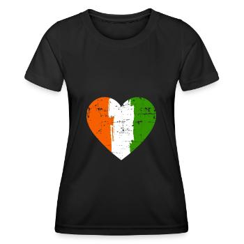 Drapeau du cœur de l’Irlande - T-shirt sport Femme - noir - Devant - AI Model Female 172 light (172cm)