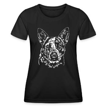 CHIEN BÉTAIL AUSTRALIEN - HEELER Wilsigns dogs - T-shirt sport Femme - noir - Devant - AI Model Female 172 light (172cm)