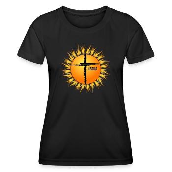 Jesus Christus "Glaube Gott" Christ Erlöser Psalm - Frauen Funktions-T-Shirt - Schwarz - Vorne - AI Model Female 172 light (172cm)