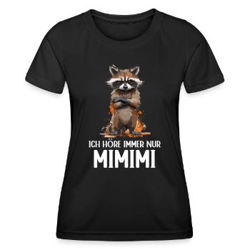 raton laveur Forêt de ratons laveurs Nature J’écoute toujours Mimimi - T-shirt sport Femme - noir - Devant - AI Model Female 172 light (172cm)