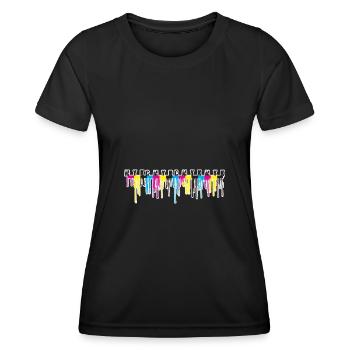 cmyk,strip,painting,graffiti - Women's Functional T-Shirt - black - Front - AI Model Female 172 light (172cm)