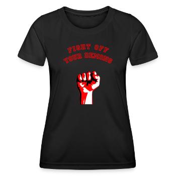 COMBATTEZ VOS DÉMONS - Fighting Fist - T-shirt sport Femme - noir - Devant - AI Model Female 172 light (172cm)