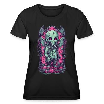 Kawaii Cthulhu Goth Monster Halloween Design - Frauen Funktions-T-Shirt - Schwarz - Vorne - AI Model Female 172 light (172cm)