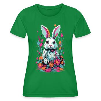 Psycho Gothic Hase Okkulte Kunst Illustration - Frauen Funktions-T-Shirt - Kelly Green - Vorne - AI Model Female 172 dark (172cm)