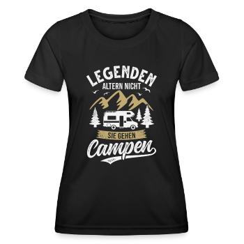 Camping Wohnmobil Camper Campingurlaub - Frauen Funktions-T-Shirt - Schwarz - Vorne - AI Model Female 172 light (172cm)