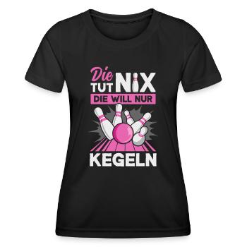Kegeln Kegler Kegel Kegelbahn Kegeltour - Frauen Funktions-T-Shirt - Schwarz - Vorne - AI Model Female 172 light (172cm)