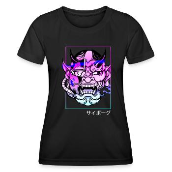 Oni Streetwear Hannya Japanese Demon Vaporwave - Women's Functional T-Shirt - black - Front - AI Model Female 172 light (172cm)