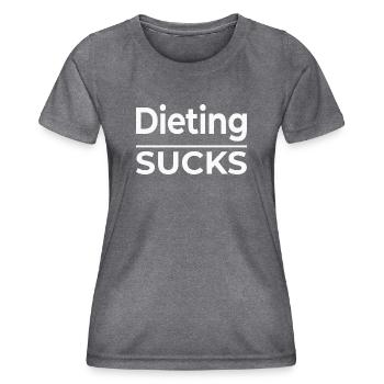 Dieting Sucks - Women's Functional T-Shirt - dark melange  - Front - AI Model Female 172 light (172cm)