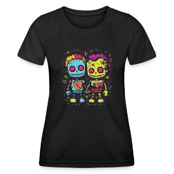 Découvrez le monde amusant de la mode des poupées vaudou - T-shirt sport Femme - noir - Devant - AI Model Female 172 light (172cm)