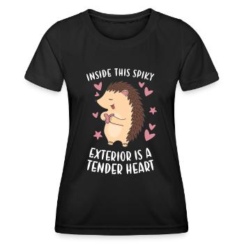 Inside This Spiky Exterior Is A Tender Heart - Women's Functional T-Shirt - black - Front - AI Model Female 172 light (172cm)