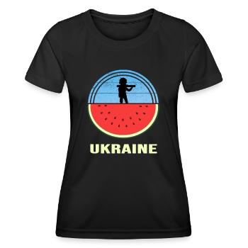 Cherson UKRAINE Oblast Kherson Wassermelone - Frauen Funktions-T-Shirt - Schwarz - Vorne - AI Model Female 172 light (172cm)