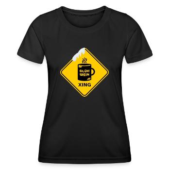 Wildwechsel "Glühwein" / Schneekuppe - Frauen Funktions-T-Shirt - Schwarz - Vorne - AI Model Female 172 light (172cm)