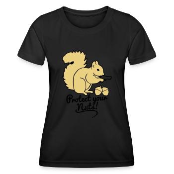 protect your nuts - T-shirt sport Femme - noir - Devant - AI Model Female 172 light (172cm)