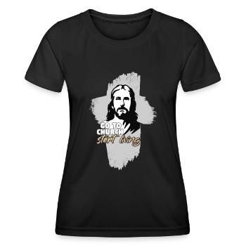 Gehe in die Kirche... Jesus Christus. Pfarrer - Frauen Funktions-T-Shirt - Schwarz - Vorne - AI Model Female 172 light (172cm)