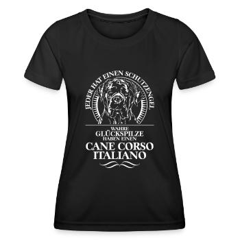 CANE CORSO ITALIANO Schutzengel Spruch Wilsigns - Frauen Funktions-T-Shirt - Schwarz - Vorne - AI Model Female 172 light (172cm)
