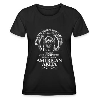AMERICAN AKITA Schutzengel WILSIGNS Hund Hunde - Frauen Funktions-T-Shirt - Schwarz - Vorne - AI Model Female 172 light (172cm)