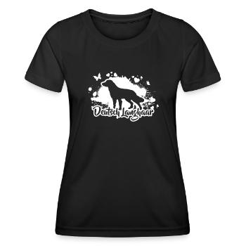 DEUTSCH LANGHAAR Hunde Hund Wilsigns - Frauen Funktions-T-Shirt - Schwarz - Vorne - AI Model Female 172 light (172cm)