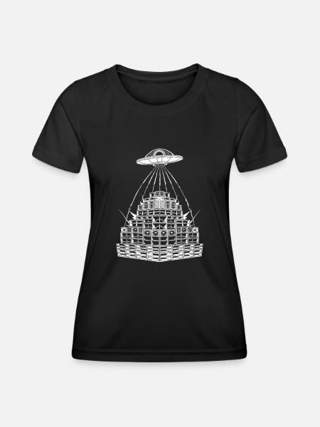 Rave Party Alien UFO Sound System - Women's Functional T-Shirt - black