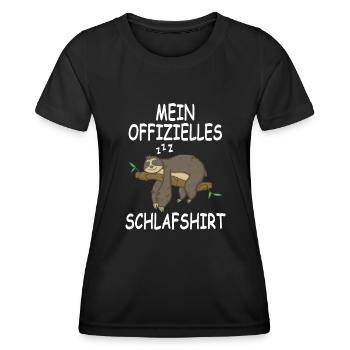 Faultier Offizielles Schlafshirt Schlafanzug Nacht - Frauen Funktions-T-Shirt - Schwarz - Vorne - AI Model Female 172 light (172cm)