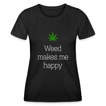 l’herbe me rend heureux cannabis marijuana - T-shirt sport Femme - noir - Devant - AI Model Female 172 light (172cm)
