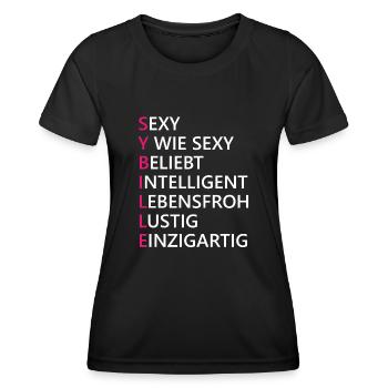 Sybille Name Geschenk - Frauen Funktions-T-Shirt - Schwarz - Vorne - AI Model Female 172 light (172cm)