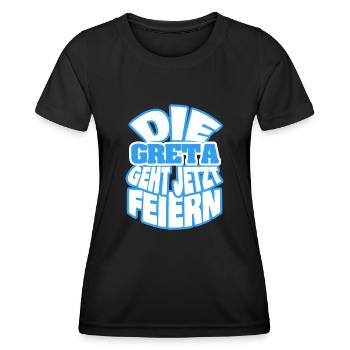 Der greta geht jetzt feiern - Frauen Funktions-T-Shirt - Schwarz - Vorne - AI Model Female 172 light (172cm)