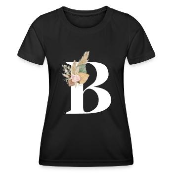 blumiger Buchstabe B - Frauen Funktions-T-Shirt - Schwarz - Vorne - AI Model Female 172 light (172cm)