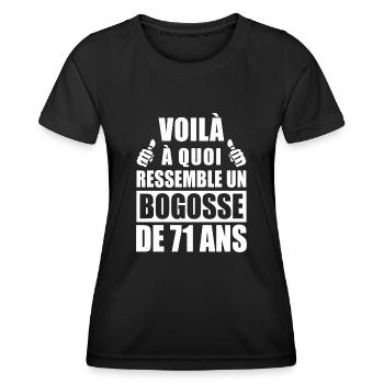 bogosse de 71 ans / cadeau anniversaire 71 ans - T-shirt sport Femme - noir - Devant - AI Model Female 172 light (172cm)
