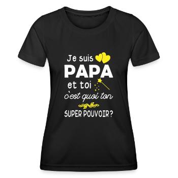je suis papa / super papa / humour papa - T-shirt sport Femme - noir - Devant - AI Model Female 172 light (172cm)