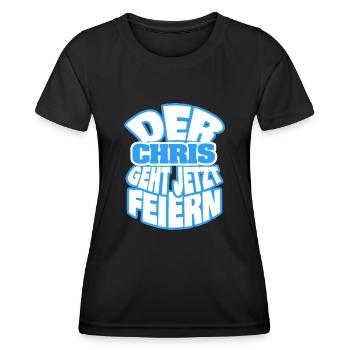 Der chris geht jetzt feiern - Frauen Funktions-T-Shirt - Schwarz - Vorne - AI Model Female 172 light (172cm)