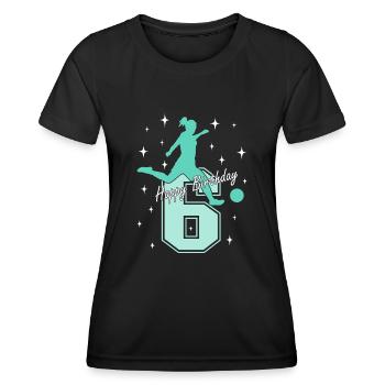 6. Geburtstag Fussball Fussballspielerin - Frauen Funktions-T-Shirt - Schwarz - Vorne - AI Model Female 172 light (172cm)