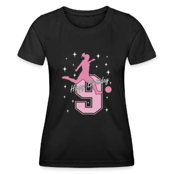 9. Geburtstag Fussball Fussballspielerin - Frauen Funktions-T-Shirt - Schwarz - Vorne - AI Model Female 172 light (172cm)