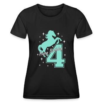 4. Geburtstag Reiten Pferd Reitstall - Frauen Funktions-T-Shirt - Schwarz - Vorne - AI Model Female 172 light (172cm)