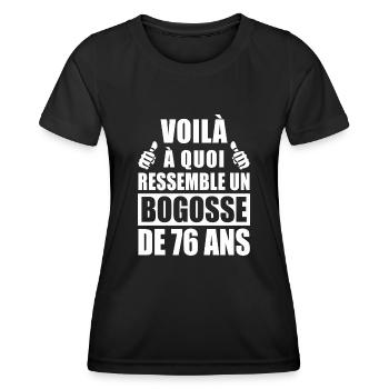 bogosse de 76 ans / cadeau anniversaire 76 ans - T-shirt sport Femme - noir - Devant - AI Model Female 172 light (172cm)