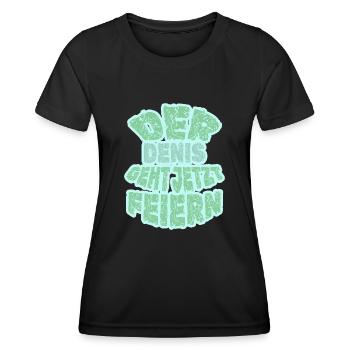 Feiern Denis - Frauen Funktions-T-Shirt - Schwarz - Vorne - AI Model Female 172 light (172cm)
