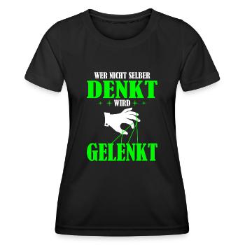 DENKT - Frauen Funktions-T-Shirt - Schwarz - Vorne - AI Model Female 172 light (172cm)